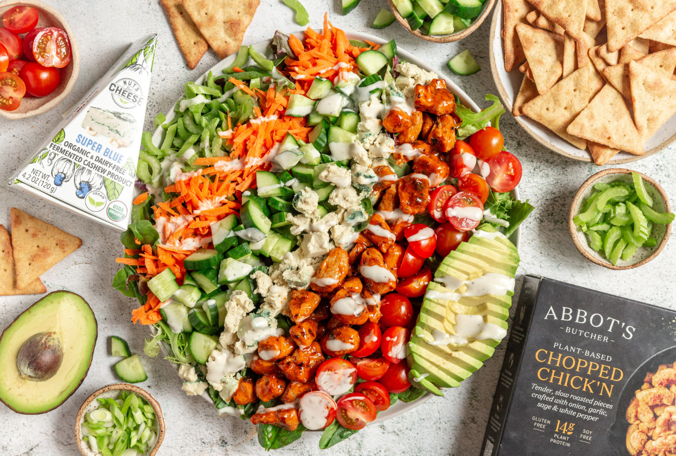 Buffalo Chick'n Salad with Blue Cheese Crumbles