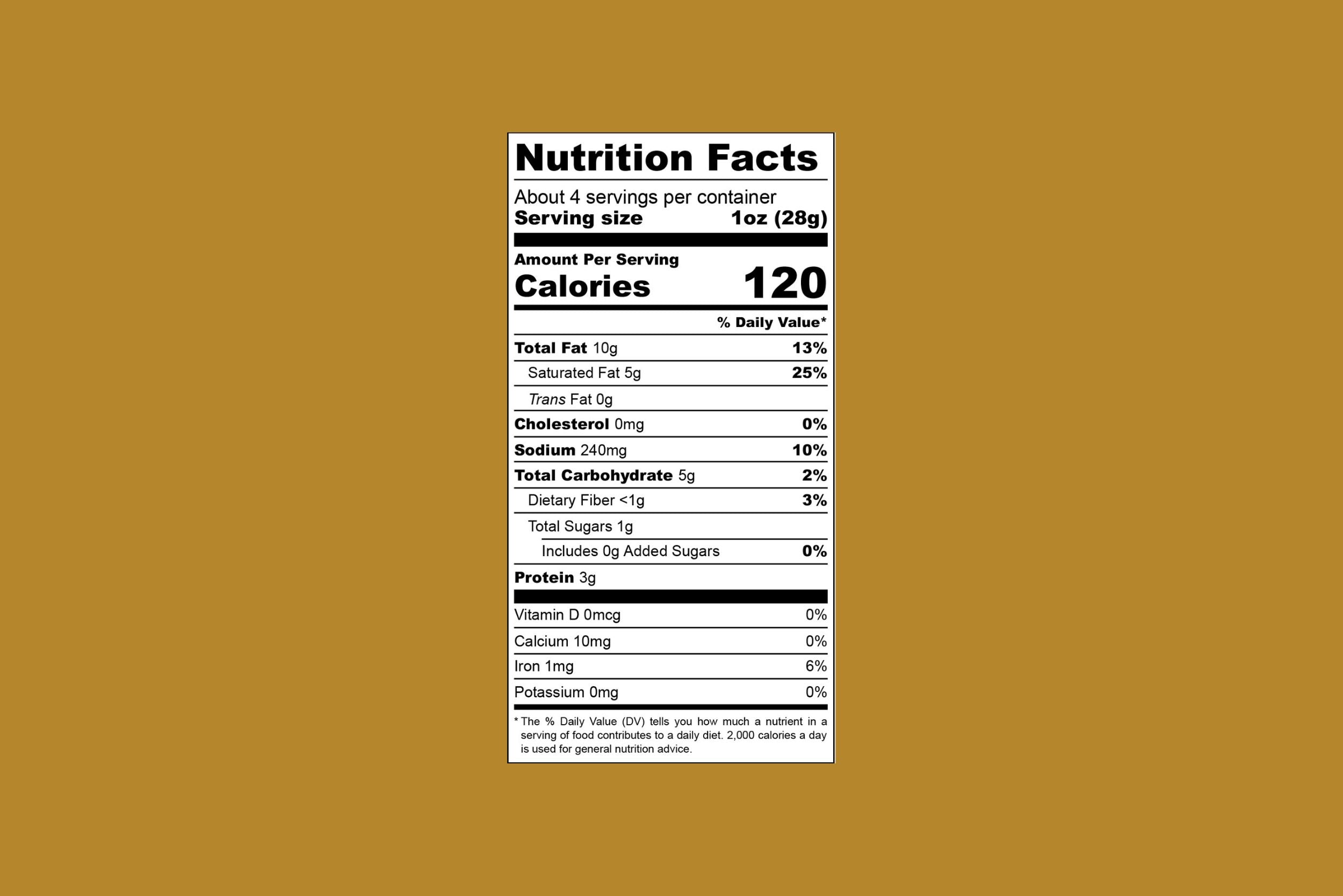 Black Garlic Cashew Vegan Cheese Nutrition Facts Brown Background