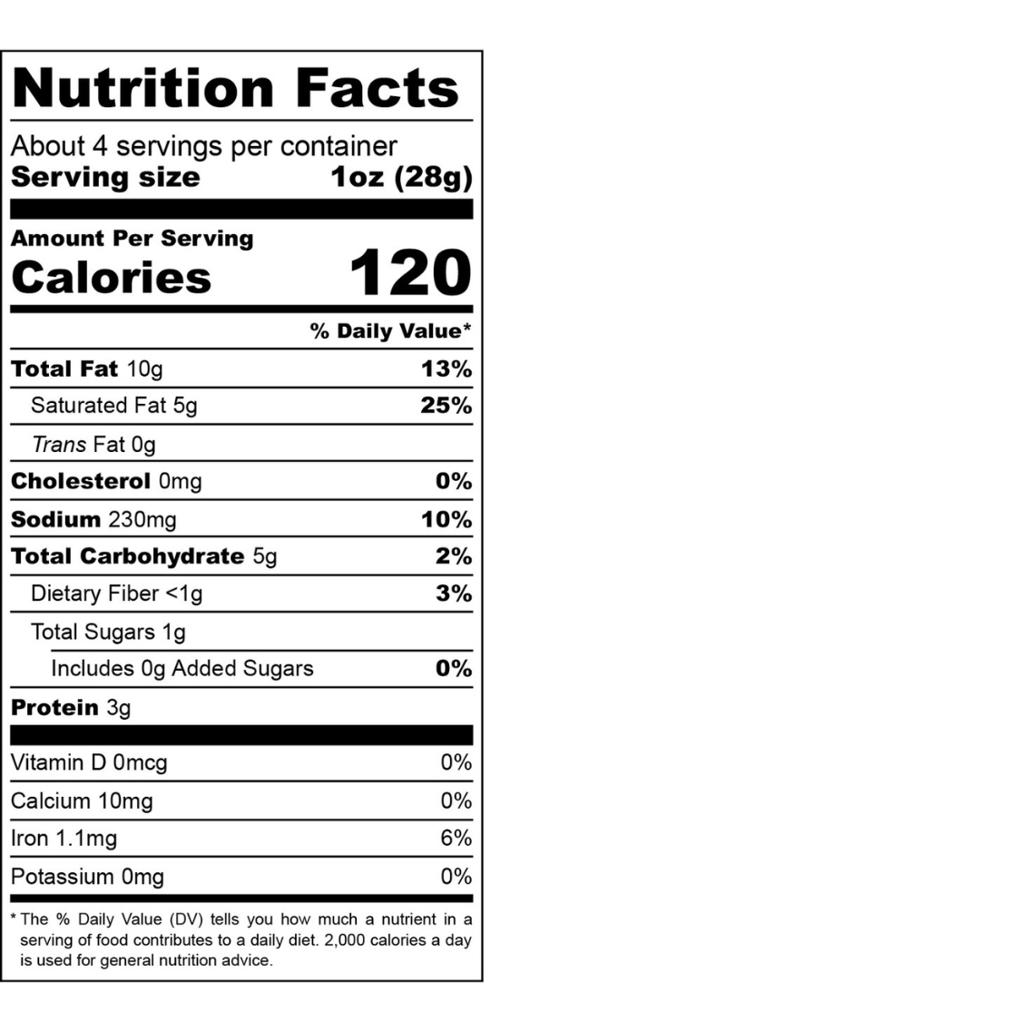 Nuts For Cheese Chipotle Cheddar nutrition facts