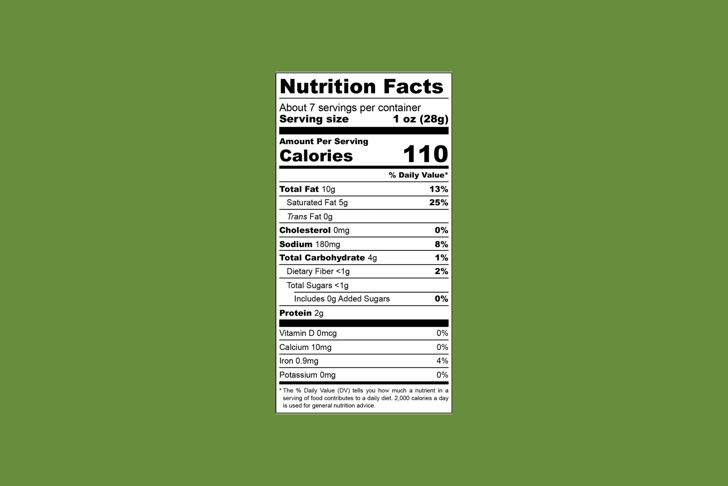 Lemon Dill Cashew Vegan Cream Cheese Nutrition Facts Green Background