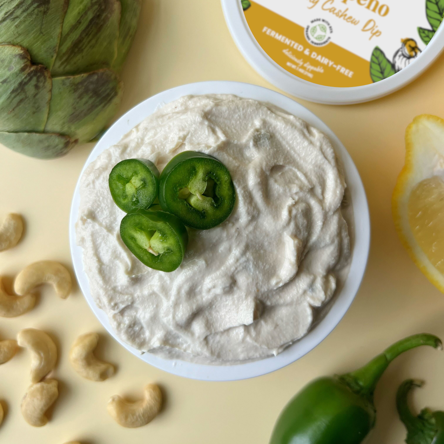 Artichoke & Jalapeño Creamy Cashew Dip