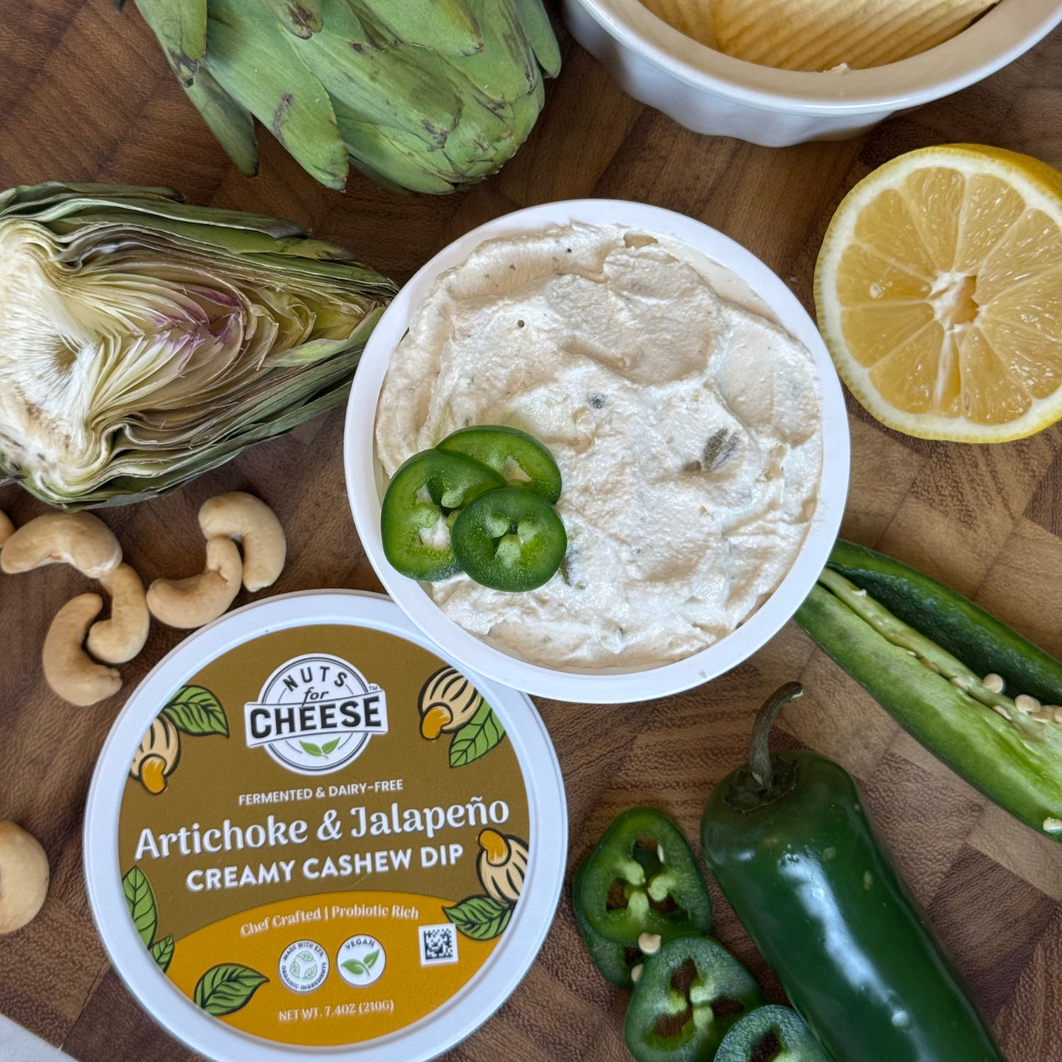 open container of Artichoke & Jalapeno Dip 