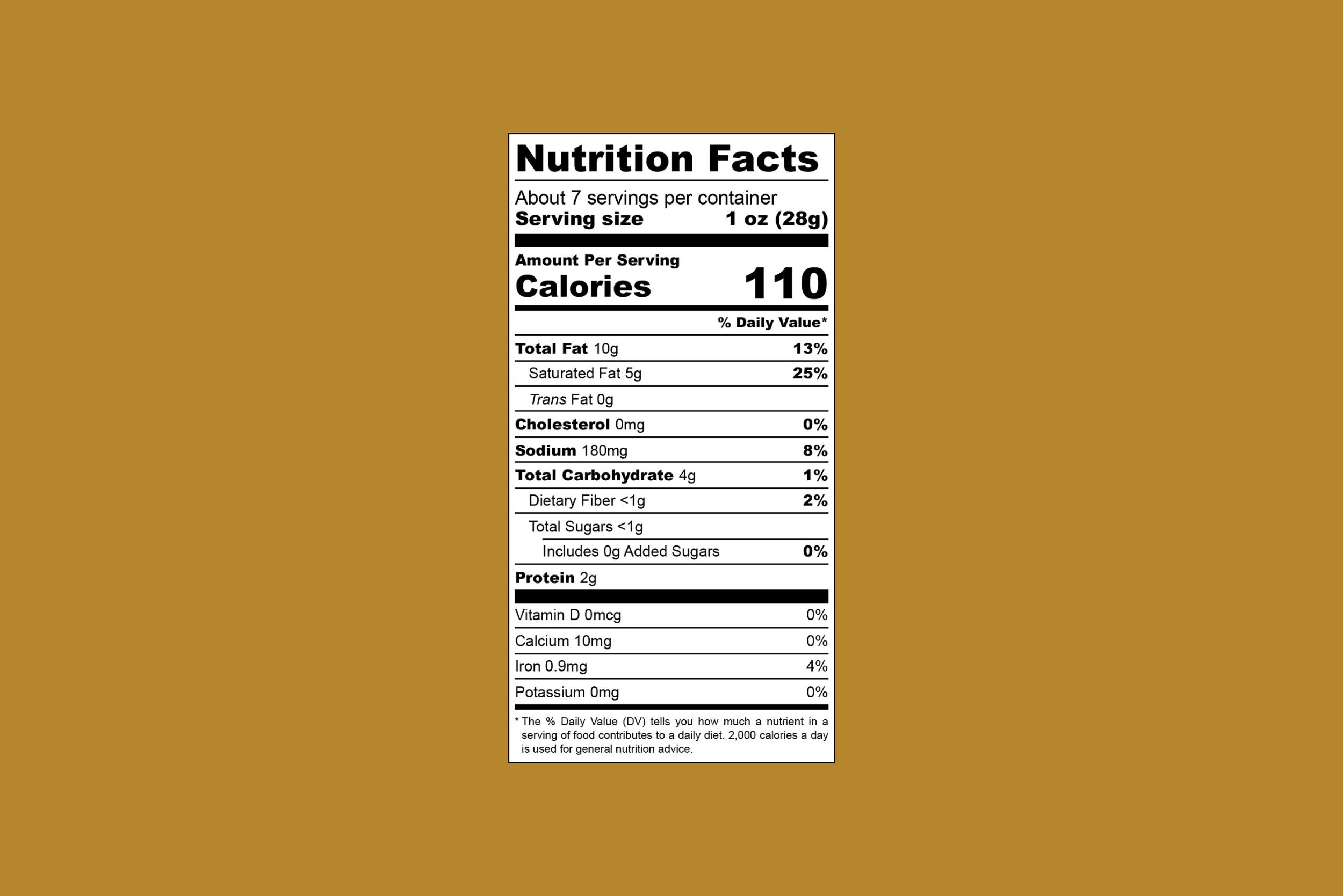 Garlic Herb Cashew Vegan Cream Cheese Nutrition Facts Brown Background