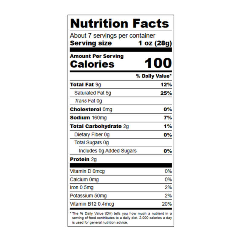 a nutrition label with black text