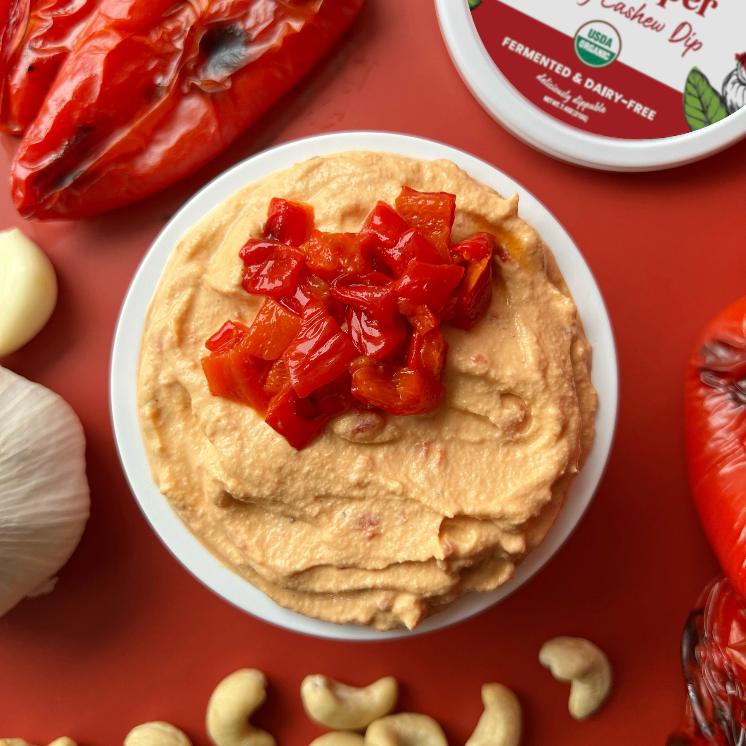 Roasted Red Pepper Creamy Cashew Dip