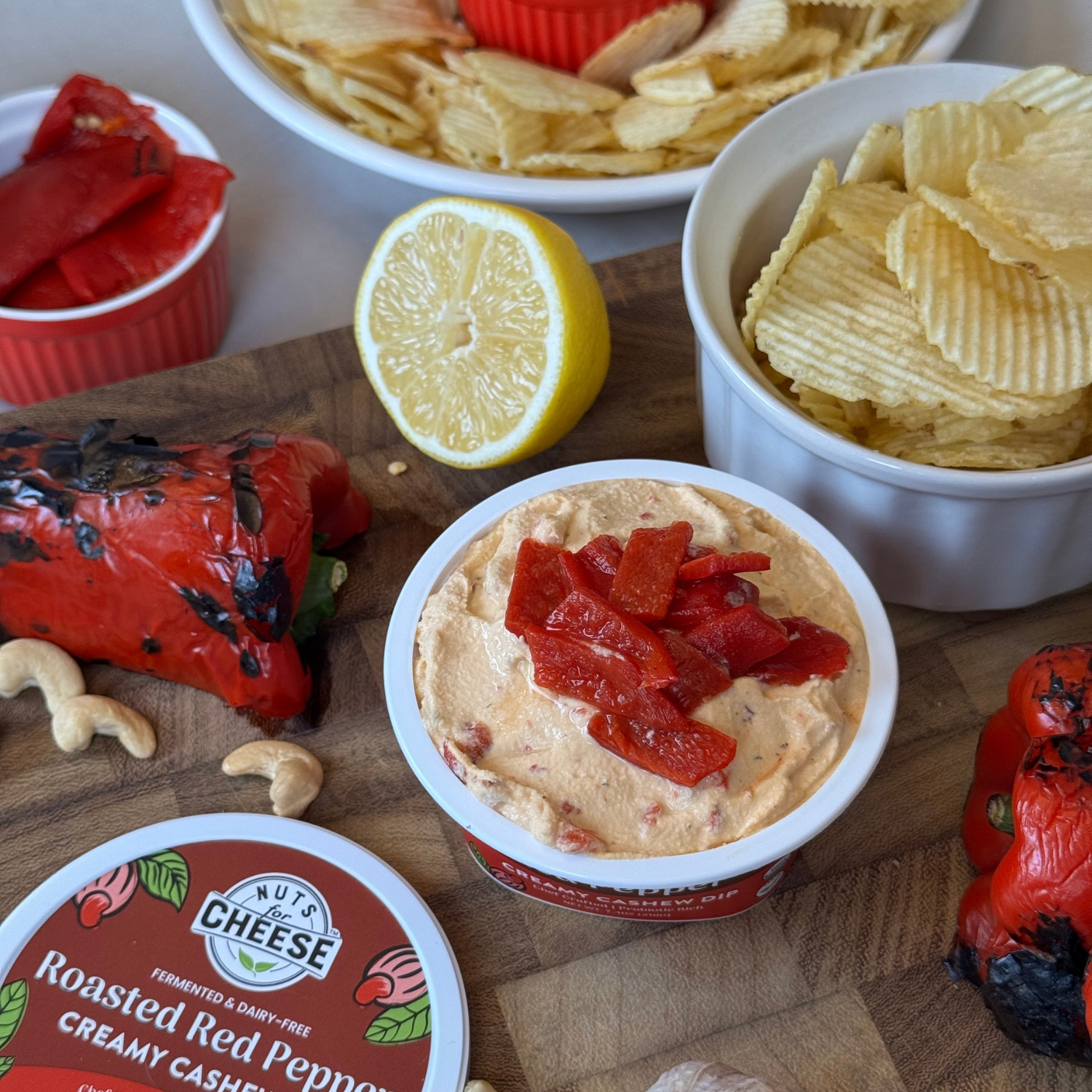 Nuts For Cheese Roasted Red Pepper Lifestyle spread
