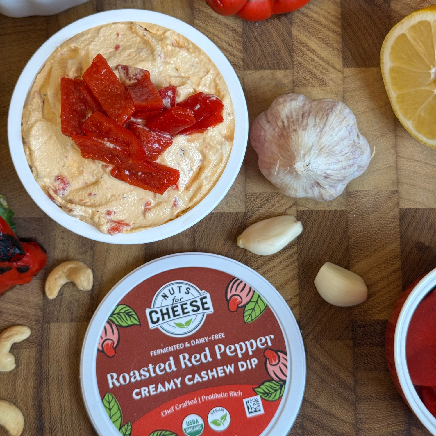 Open contgainer of Nuts For Cheese Roasted Red Pepper lifestyle image