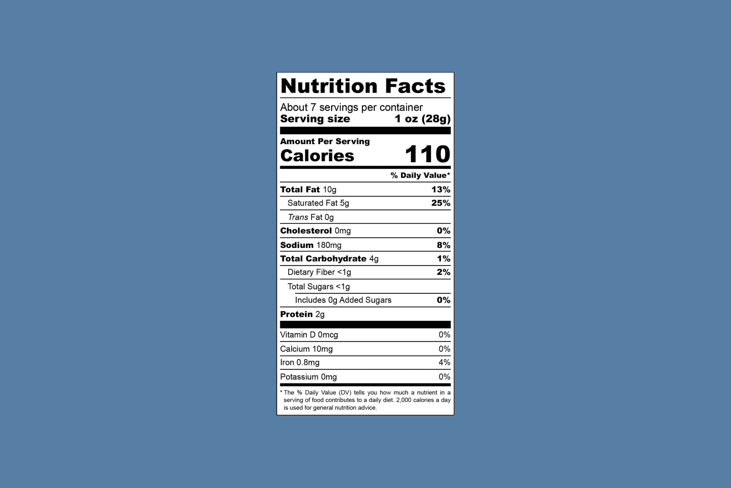 Original Cashew Vegan Cream Cheese Nutrition Facts Blue Background