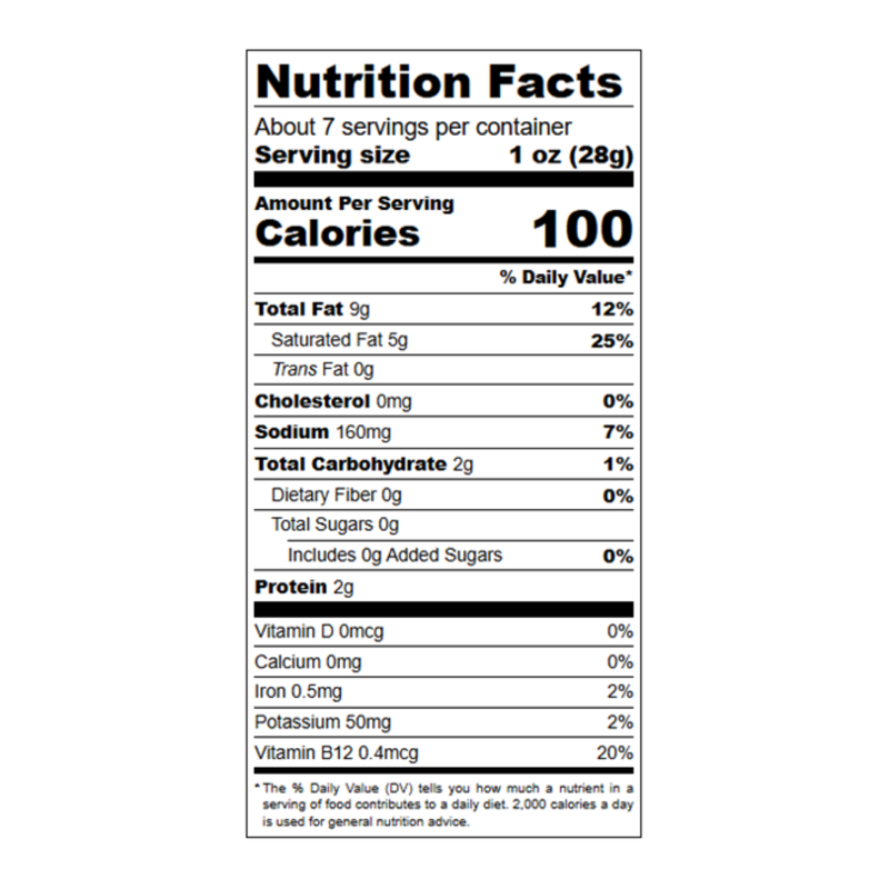 a nutrition label with black text