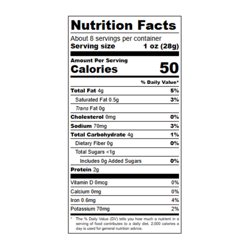 a nutrition label with black text